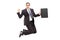 Excited businessman jumping with joy