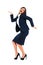 Excited businesswoman dancing