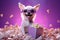 Excited Chihuahua dog enjoying a movie in style and fun,Generative AI