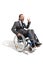 Excited disabled businessman in wheelchair showing rock sign