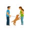 Excited dog jumping on people, obedience pet training graphic