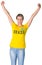 Excited football fan in brasil tshirt