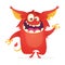 Excited funny monster dancing. Halloween illustration