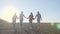 Excited group in empty cultivated field