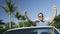 Excited Happy Man Cheering In Convertible Car Celebrating Success Winning