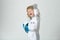 Excited little boy wearing an astronaut helmet costume and. Cute kid in astronaut playing and dreaming of becoming a