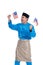 Excited malaysian male muslim with flag