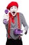 excited mime giving ultra violet retro stationary telephone