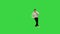 Excited office worker break dancing alone on a Green Screen, Chroma Key.