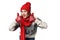 Excited winter warm clothing girl giving double thumb up