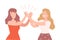 Excited Women Giving High Five to Each Other Vector Illustration
