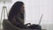 Exciting content. Young woman web surfing on laptop, reading social media, enjoying funny information,