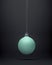 Exciting Matte green Christmas ball hanging centered on a black background