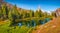 Exciting morning scene of Grindjisee lake.