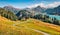 Exciting morning view of Roselend lake/Lac de Roselend. Fantastic autumn scene of Auvergne-Rhone-Alpes, France, Europe. Beauty of