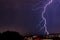 Exciting powerful lightning over the city