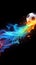 Exciting soccer imagery ball emits colorful smoke, text friendly background