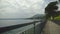 Exciting view from pier at lake Garda and Monte Baldo mountains, landscape