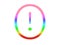 exclamation mark of the alphabet made with the colors of the rainbow, with a circle around the letter