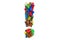 Exclamation mark from colored plastic building blocks, 3D rendering