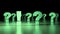 Exclamation mark among questions solution concept light green