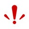 Exclamation mark. Red vector warn sign. Caution or attention icon.