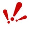 Exclamation mark. Red vector warn sign. Caution or attention icon.