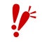 Exclamation mark. Red vector warn sign. Caution or attention icon.