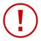 Exclamation mark. Red vector warn sign. Caution or attention icon.