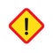 Exclamation mark, square hazard warning symbol, vector icon