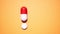 Exclamation pill on an orange background. Exclamation mark concept. Medical concept. White medicine tablets. Warning