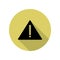 exclamation point in a triangle long shadow icon. Simple glyph, flat vector of web icons for ui and ux, website or mobile