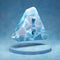 Exclamation Triangle icon. Cracked blue Ice Exclamation Triangle symbol on blue snow podium