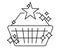 Exclusive benefits icon black and white - shopping cart with stars.