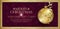 Exclusive gold gift voucher with wishes Merry christmas background purple with snowflakes
