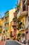 Exclusive historic tenement houses at Rue des Remparts street overlooking Hercules Port in Monaco Ville royal old town district