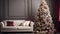 Exclusive luxury christmas interior, stunning atmosphere, wonderful christmas tree with beautiful decorations