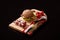 Exclusive painted art cutting board made of wood organic serving dishes with taste food cuisine sandwich, burger, bread and butter