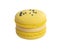Exclusive yellow macaroon with flavor isolated on the white