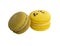 Exclusive yellow macaroon with flavor isolated on the white