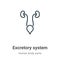 Excretory system outline vector icon. Thin line black excretory system icon, flat vector simple element illustration from editable