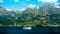 Excursion boat cruising across the Norwegian fjord