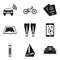 Excursion icons set, simple style