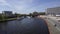 Excursion Ships Floating Under Bridge On Spree River Berlin Germany Spring Day