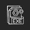 EXE file chalk white icon on black background