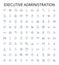 Executive administration outline icons collection. executive, administration, management, leadership, strategy, planning