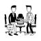 Executive businessmens cartoons in black and white