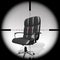 Executive chair target view through a scope, 3D Illustration