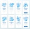 Executive coaching programs blue onboarding mobile app screen set