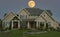 Executive Mansion House Home Mansion Dwelling Residence Front Porch Cedar Roof Exterior Full Moon